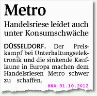 Metro Konsumschwäche