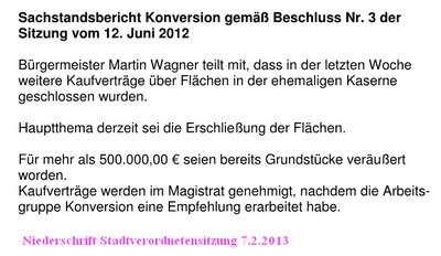 Sachstandsbericht Konversion